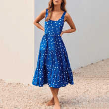 Load image into Gallery viewer, Blue Polka Dot Maxi Dress