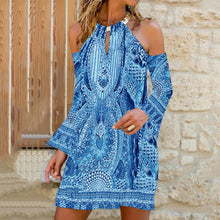 Load image into Gallery viewer, Bohemia Style Off Shoulder Casual Mini Dress