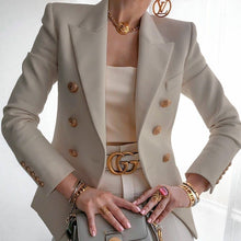 Load image into Gallery viewer, Solid Double-Breasted Slim-Fit Blazer Coat