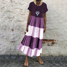 Load image into Gallery viewer, Round Neck Stitching Color Dress