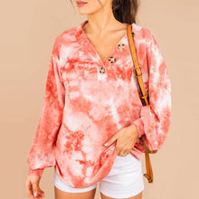 Load image into Gallery viewer, Casual Button Tie-dye Sweater Tops