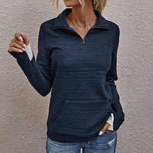 Load image into Gallery viewer, Lapel Zipper Cuff Stitching Sweatshirt