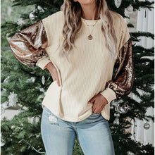 Load image into Gallery viewer, Fashion Sequins Contrast Stitching Knit Top