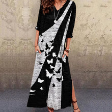 Load image into Gallery viewer, V-Neck Short-Sleeved Printed Slit Dress