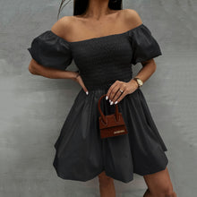 Load image into Gallery viewer, Off The Shoulder Puff Sleeve Mini Dress