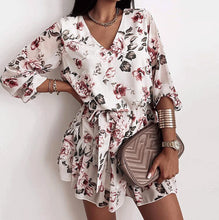 Load image into Gallery viewer, Elegant V-Neck Floral Printed Mini Dress
