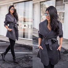 Load image into Gallery viewer, Simple Lace Up Woolen Coat