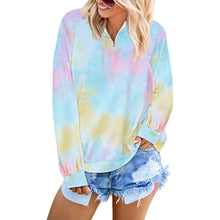 Load image into Gallery viewer, Tie-dye Zipper V-neck Pullover Sweatshirt