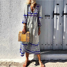 Load image into Gallery viewer, Boho Style V-Neck Printed Maxi Casual Dress