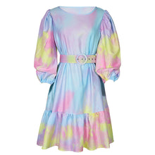 Load image into Gallery viewer, Elegant Tie Dye Ruffle Mini Dress