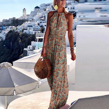 Load image into Gallery viewer, Fashion Halter Printed Maxi Vacation Dress