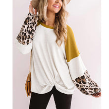 Load image into Gallery viewer, Leopard Stitching Knit Long Sleeve Top