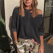 Load image into Gallery viewer, Fashion Cut Out Collar Top Sweatshirt