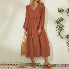 Load image into Gallery viewer, Casual V-Neck Loose Fit Vacation Maxi Dress