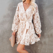 Load image into Gallery viewer, Elegant V-Neck Lace Mini Dress