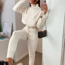 Load image into Gallery viewer, Turtleneck Casual Hoodies Sweatshirt+Pants Set