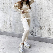Load image into Gallery viewer, Turtleneck Casual Hoodies Sweatshirt+Pants Set
