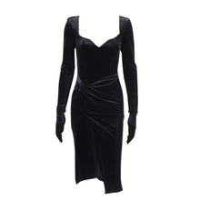 Load image into Gallery viewer, Black Sexy V-Neck Split Party Dress