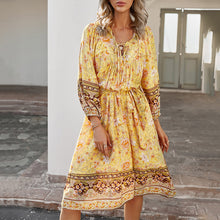 Load image into Gallery viewer, Bohemian Vacaion Style Floral Printed Maxi Dress