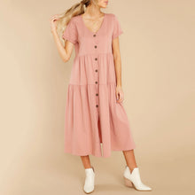 Load image into Gallery viewer, Casual V-Neck Button Dress