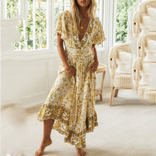 Load image into Gallery viewer, Cute Floral Printed V-Neck Maxi Dress