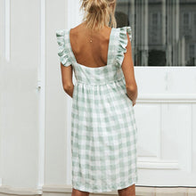 Load image into Gallery viewer, Square Neck Plaid Casual Dress