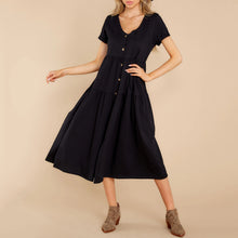 Load image into Gallery viewer, Casual V-Neck Button Dress