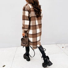 Load image into Gallery viewer, Long Sleeve Plaid Printed Cardigan Coat