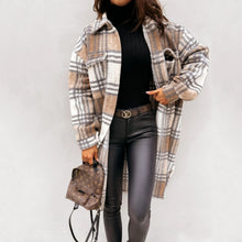 Load image into Gallery viewer, Long Sleeve Plaid Printed Cardigan Coat