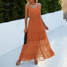 Load image into Gallery viewer, V Neck Solid Color Halter Maxi Dress