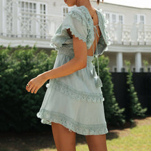 Load image into Gallery viewer, Lace Halter Big Swing Bat Sleeve Dress