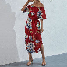 Load image into Gallery viewer, One-Shoulder Floarl Printed Dress