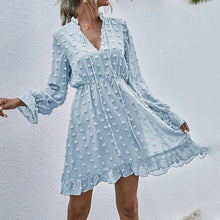 Load image into Gallery viewer, Elegant V-Neck Ruffle Mini Dress