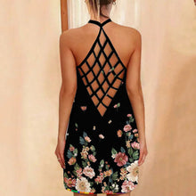 Load image into Gallery viewer, Sexy Printed Hollow Halterneck Mini Dress