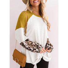 Load image into Gallery viewer, Leopard Stitching Knit Long Sleeve Top