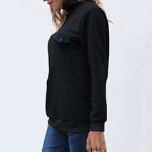 Load image into Gallery viewer, High Collar Button Long Sleeve Sweatshirt
