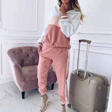 Load image into Gallery viewer, Color Block Fashion Sweater + Pants Suit