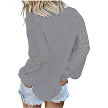 Load image into Gallery viewer, Round Neck Lace Stitching Long-sleeved Top