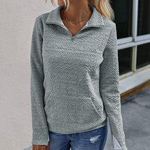 Load image into Gallery viewer, Lapel Zipper Cuff Stitching Sweatshirt