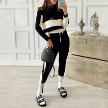 Load image into Gallery viewer, Zip Stand Collar Casual Tops+Pants Set