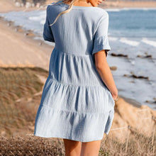 Load image into Gallery viewer, Casual Solid Color V-Neck Mini Dress