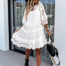 Load image into Gallery viewer, Elegant Lace 7 Point Sleeve Mini Dress
