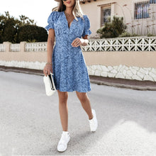 Load image into Gallery viewer, Printed Buttons Sexy Mini Dress