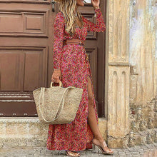 Load image into Gallery viewer, V-Neck Bohemian Print Maxi Dress