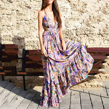 Load image into Gallery viewer, Sexy V Neck Sling Floral Printed Maxi Dress