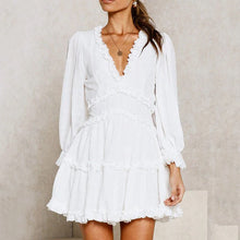 Load image into Gallery viewer, V-Neck Puff Sleeve Mini Dress