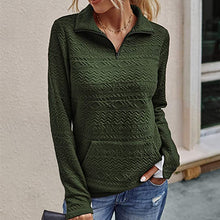 Load image into Gallery viewer, Lapel Zipper Cuff Stitching Sweatshirt