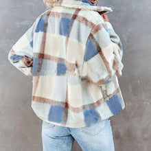 Load image into Gallery viewer, Lapel Plaid Faux Fur Warm Coat