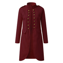 Load image into Gallery viewer, Elegant Solid Color Round Neck Long Sleeve Button Coat