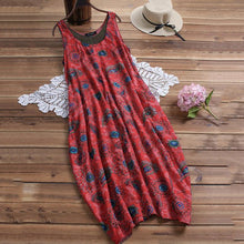 Load image into Gallery viewer, Round Neck Floarl Printed Sleeveless Dress